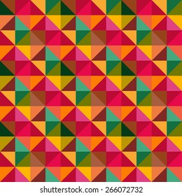 Retro abstract geometric seamless pattern in warm colors. Vector background. Can be used for wallpaper, pattern fills, web page background, surface textures.