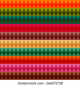 Retro abstract geometric seamless pattern in warm colors. Vector background. Can be used for wallpaper, pattern fills, web page background, surface textures.