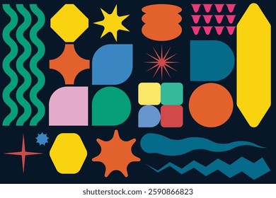 Retro Abstract Geometric Shapes Collection - Colorful Mid-Century Modern Design
