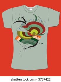 retro abstract green color vector t-shirt design