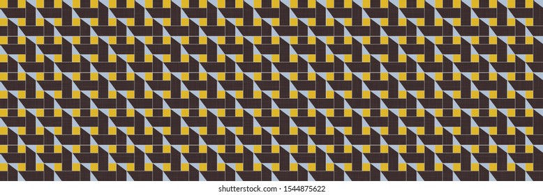 Patrón sin problemas de borde mosaico de cuadrícula retro. Fondo arquitectónico de arista geográfica. Embalaje textil de cocción con azulejos estilo retro de los años 60, Banner de estilo Art Deco geométrico de bloque de color. Vector Eps 10 