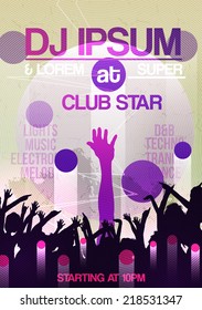 Retro Abstract Grunge Party Invitation Flyer - Vector Illustration