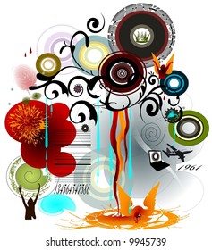 Retro abstract grungy art in vector