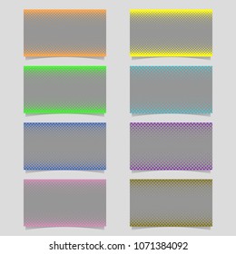 Retro abstract halftone dot pattern business card background design set - vector stationery graphic with colored circles
