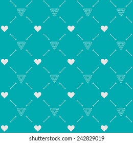 Retro abstract heart seamless pattern for romantic nostalgia design. Can be used for wallpaper, cover fills, web page background, surface textures.