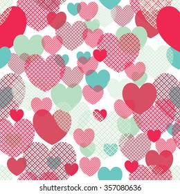 Retro abstract heart seamless pattern. Vector illustration for romantic nostalgia design. Can be used for wallpaper, cover fills, web page background, surface textures. 
