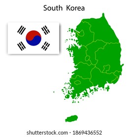 Retro abstract illustration with north korea silhouette on white background. Seoul map. North korea silhouette.