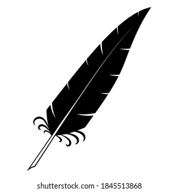 Retro abstract image with a quill pen for design decoration. Quill pen for calligraphy. Vintage paper background. Vector image