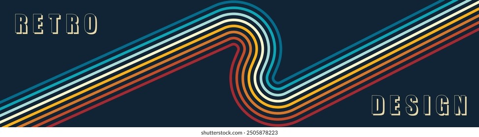 Retro Abstract Line art Background Design.
