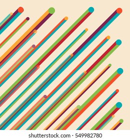 retro abstract line with colorful dotty