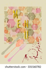 retro abstract menu template,free copy space, vector, fictional artwork
