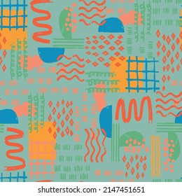 Retro abstract pattern 70s geometric print design art illustration