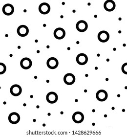 Retro abstract pattern in geometric style. Seamless texture made of circles dots and rectangles. Vintage style.