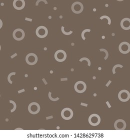 Retro abstract pattern in geometric style. Seamless texture made of circles dots and rectangles. Vintage style.
