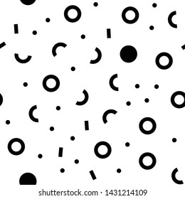 Retro abstract pattern in geometric style. Seamless texture made of circles dots and rectangles. Vintage style.