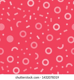Retro abstract pattern in geometric style. Seamless texture made of circles dots and rectangles. Vintage style.