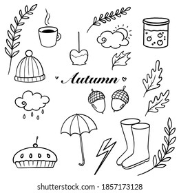 Retro abstract pattern. Hand drawn style vector. Background, wallpaper. Doodle set element. vector icon. Fall season. Autumn nature sketch.