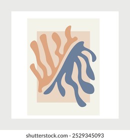 Retro Abstract Pattern Waves Natural Blue Orange Print Poster Picture Background Vector Design