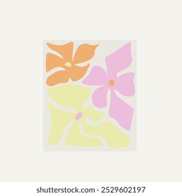 Retro Abstract Poster Print Three Flowers Pattern Background Vector Design