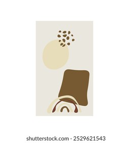 Retro Abstract Poster Print Trendy Beige Brown Pattern Background Vector Design