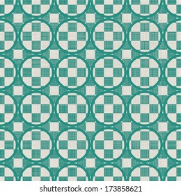 retro abstract seamless background with fabric texture in green and grey