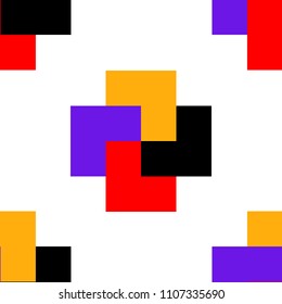 Retro abstract seamless pattern, background in geometric style. Classic color with geometric figures squares.
