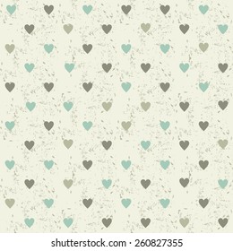 retro abstract seamless pattern with  colorful hearts on texture background