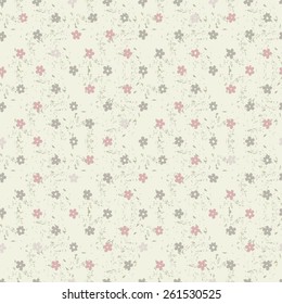 retro abstract seamless pattern with colorful flowers on texture background