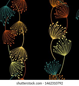 Retro abstract seamless pattern with dandelion seamless on white background. Floral seamless pattern