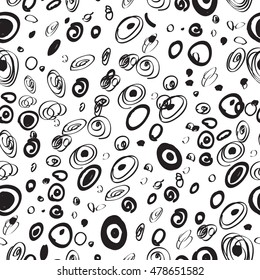 Retro abstract seamless pattern with textured circles.Retro style texture, pattern and geometric elements.