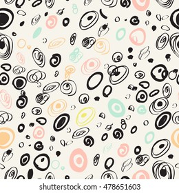 Retro abstract seamless pattern with textured circles.Retro style texture, pattern and geometric elements.