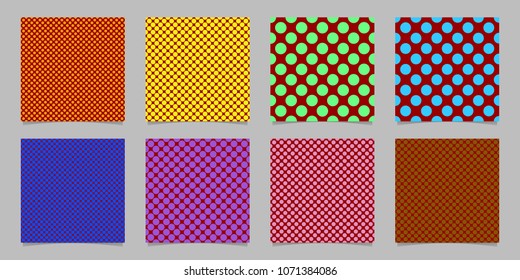 Retro abstract seamless polka dot background pattern template set - squared vector collection from colored circles