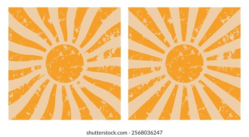 Retro abstract sunny background with sun rays. Abstract summer background with sun. Vector illustration.