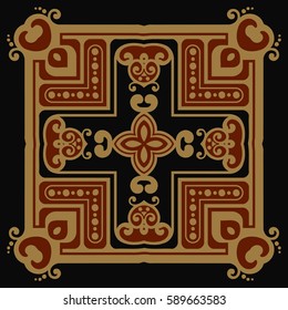 retro abstract symmetrical decorative pattern art deco on a dark background