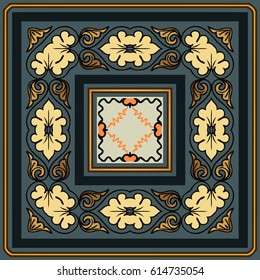 retro abstract symmetrical decorative pattern art deco on a dark background