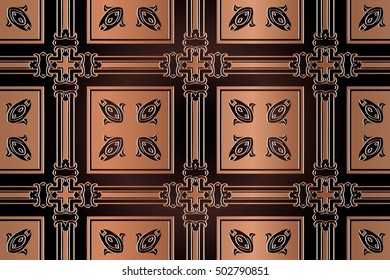 retro abstract symmetrical pattern embossed art deco light bronze