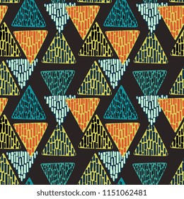 Retro abstract of triangle hand drawn seamless pattern