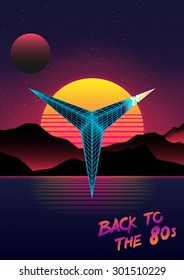Retro abstract vector SciFi poster in style
