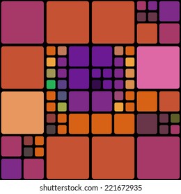 Retro abstract vector seamless colorful rounded tiles mosaic pattern
