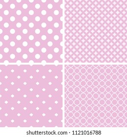Retro abstract vector seamless patterns. Set of pastel geometric ornaments.