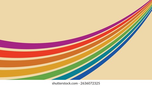  Fundo de onda abstrata retrô com um arco-íris fluindo de faixa curva