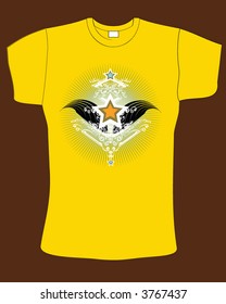retro abstract yellow color vector t-shirt design