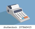 Retro adding machine calculator in flat design style vector illustration