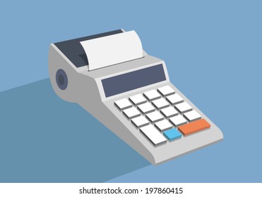 Retro adding machine calculator in flat design style vector illustration