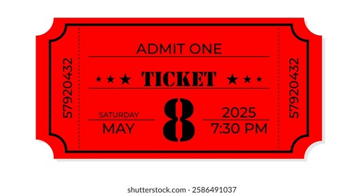 Retro Admit One Ticket for Concert, Theater, or Event Entry