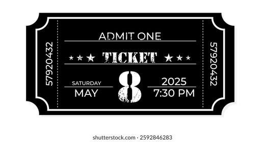 Retro Admit One Ticket for Concert, Theater, or Event Entry