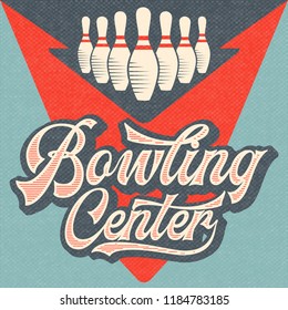 Retro advertising bowling poster. Vintage poster. Vector eps10