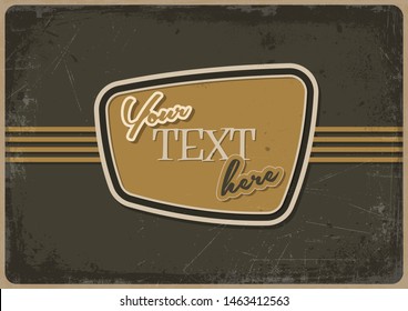 Retro Advertising Sign Banner, Vintage Colors and Shapes, Grunge Texture Pattern, 1950s, 1960s Style