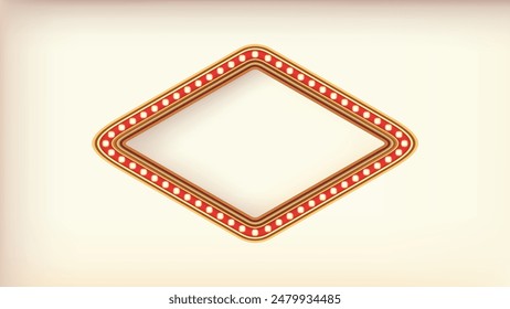 Retro advertising sign red marquee gold light board on white background. Vector illustration