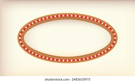 Retro advertising sign red marquee gold light board on white background. Vector illustration